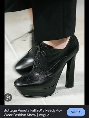 Bottega Veneta Black Leather Lace-Up Platform Boot Heels